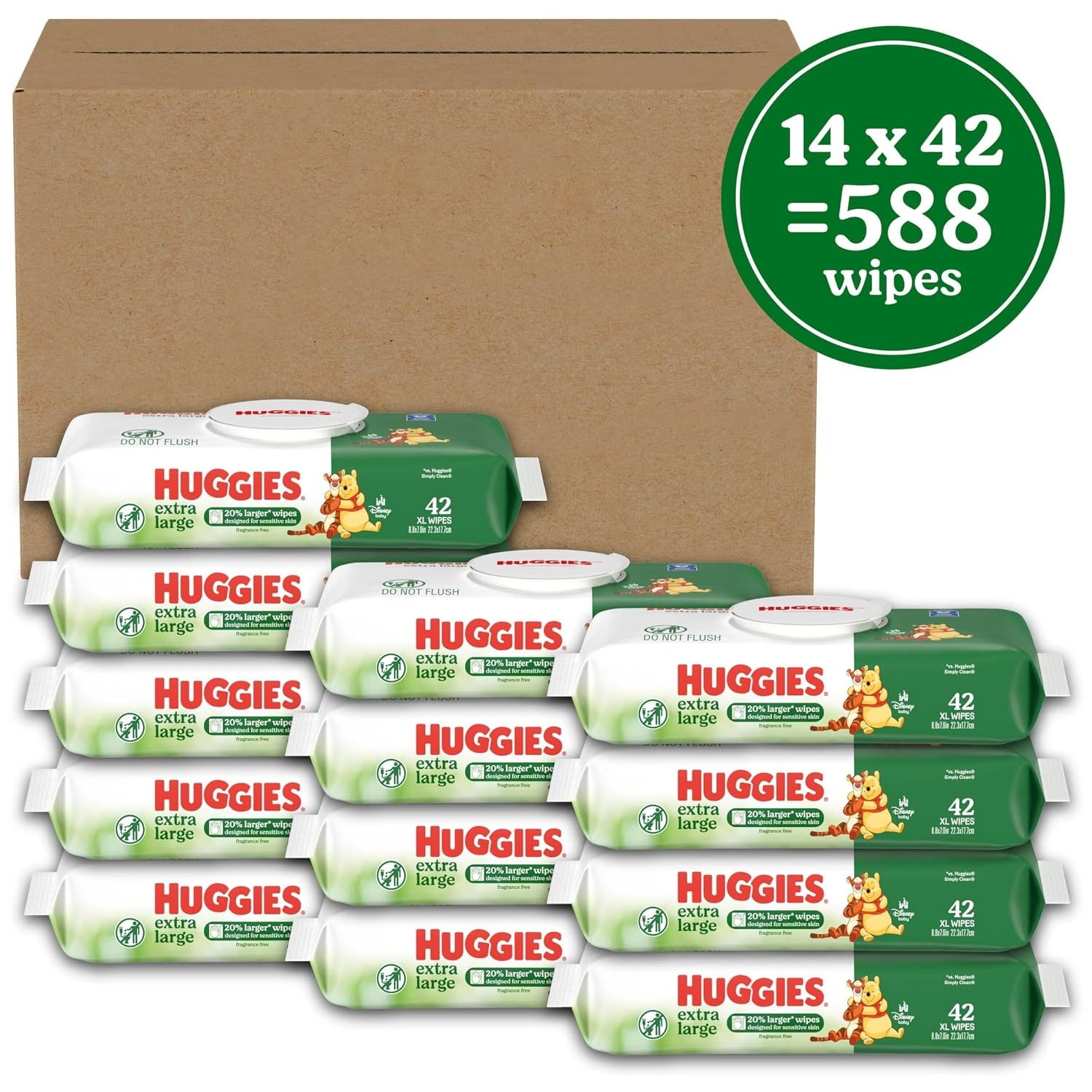 image:imageHuggies Extra Large Baby Wipes Unscented 5 Packs 210 Wipes42 Count Pack of 14