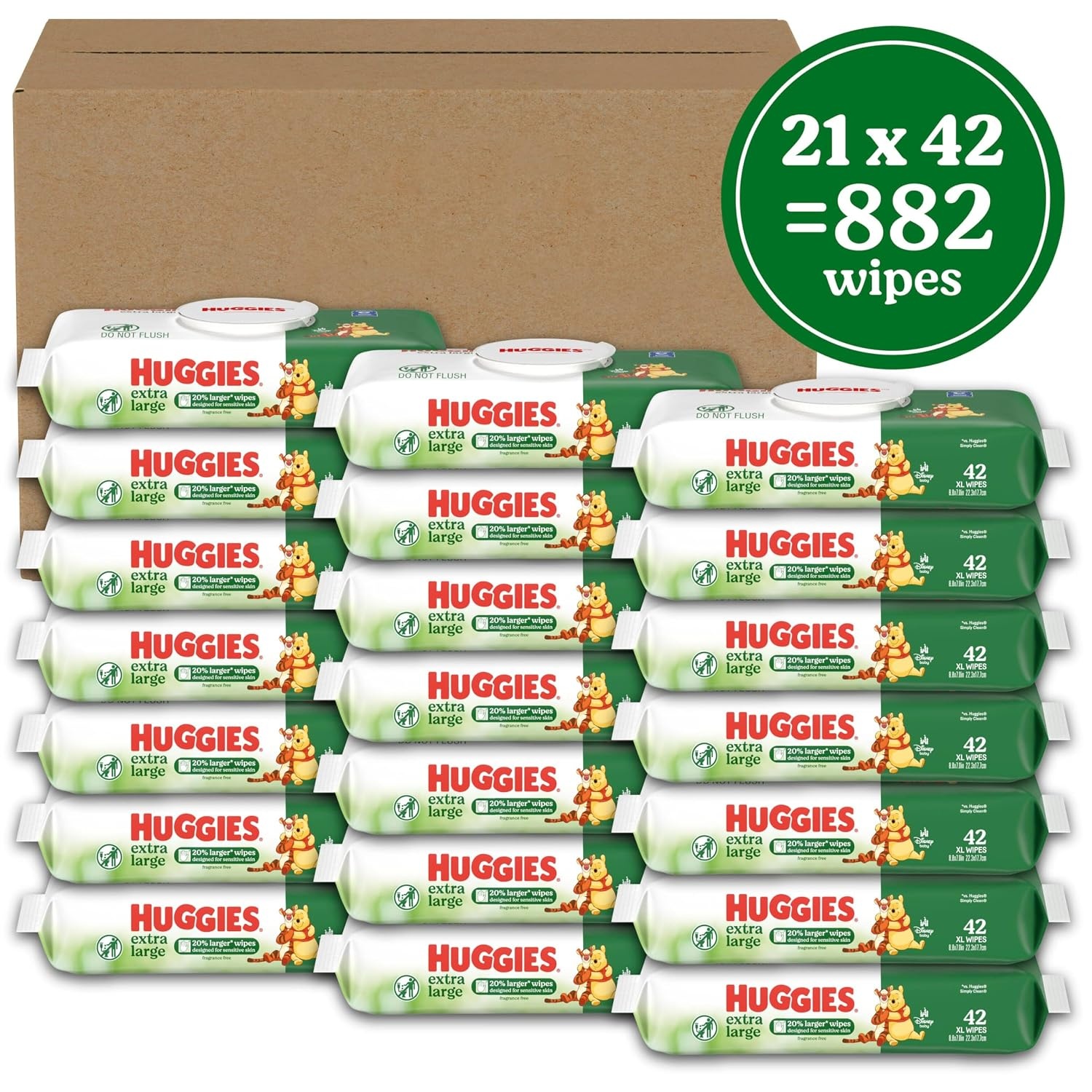 image:imageHuggies Extra Large Baby Wipes Unscented 5 Packs 210 Wipes42 Count Pack of 21