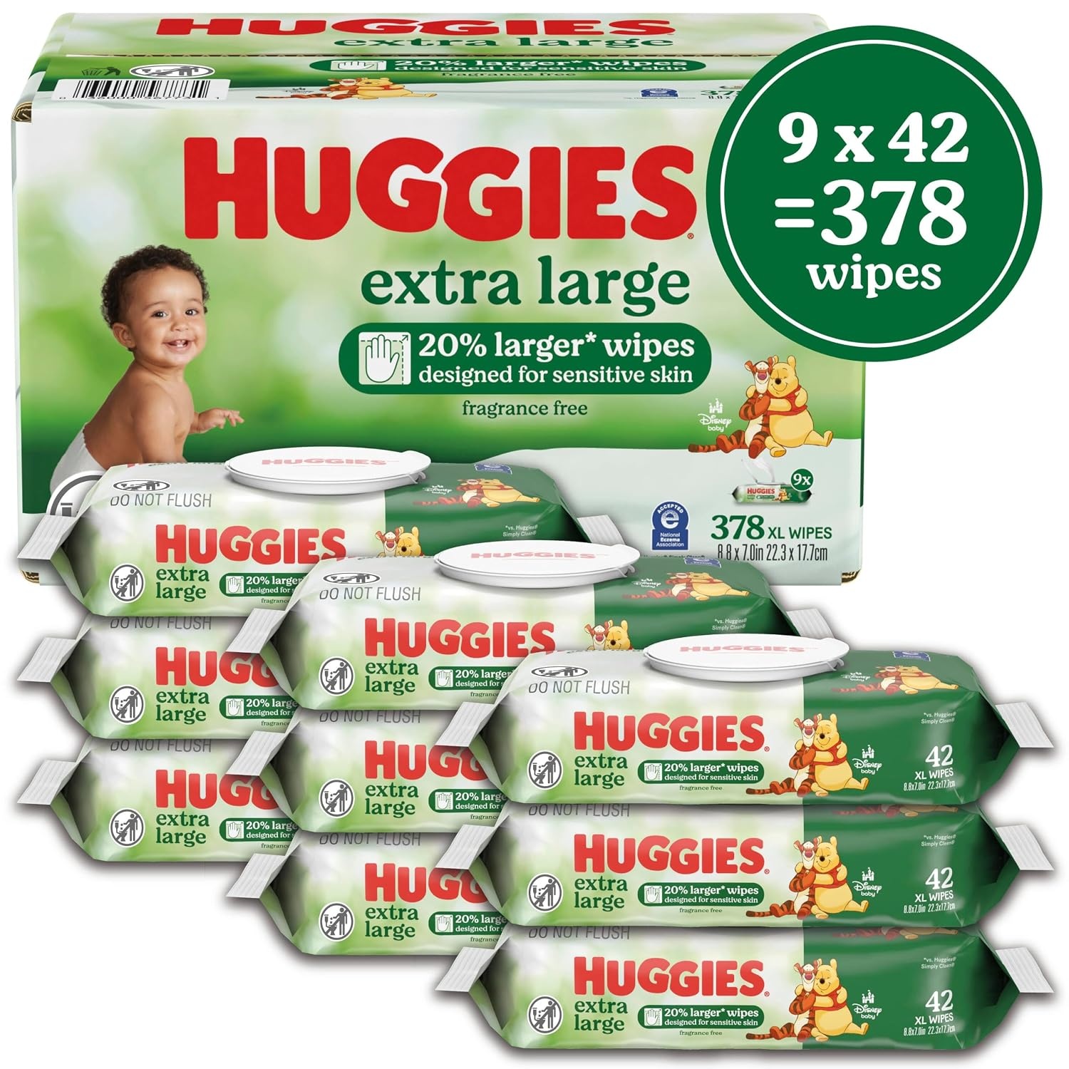 image:imageHuggies Extra Large Baby Wipes Unscented 5 Packs 210 Wipes42 Count Pack of 9