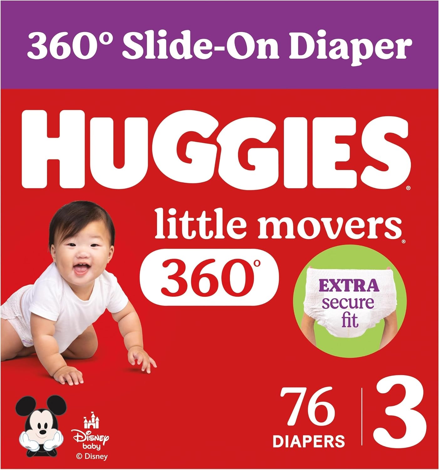 image:imageHuggies Little Movers HuggFit 360 Diapers Size 7 88 Count 2 Packs of 44Size 3