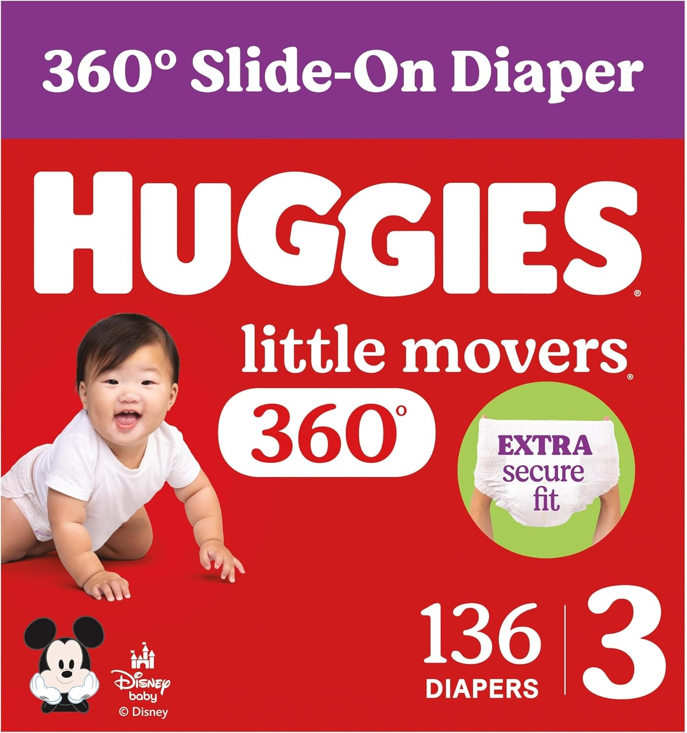 image:imageHuggies Little Movers HuggFit 360 Diapers Size 7 88 Count 2 Packs of 44Size 3