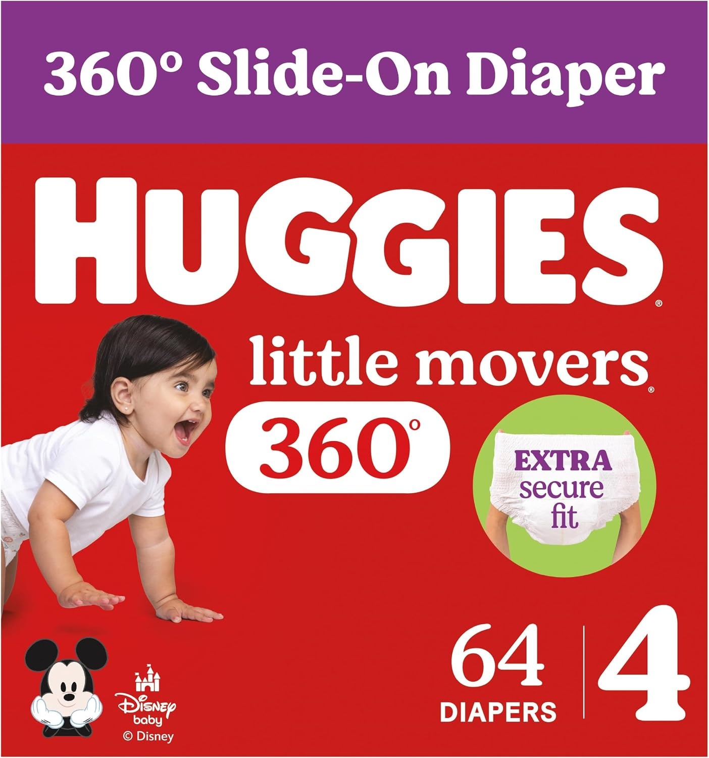 image:imageHuggies Little Movers HuggFit 360 Diapers Size 7 88 Count 2 Packs of 44Size 4