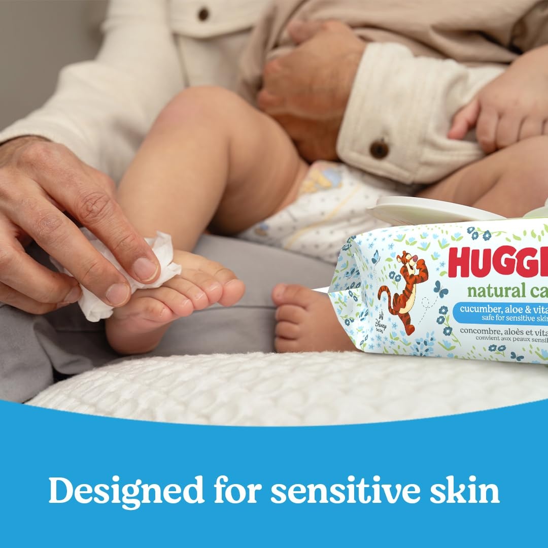 image:imageHuggies Natural Care Cucumber Aloe and Vitamin E Baby Wipes Hypoallergenic Scented 6 FlipTop Packs 288 Wipes Total Packaging May Vary48 Count Pack of 6