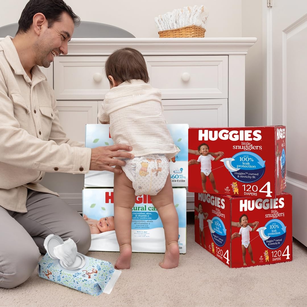 image:imageHuggies Natural Care Cucumber Aloe and Vitamin E Baby Wipes Hypoallergenic Scented 6 FlipTop Packs 288 Wipes Total Packaging May Vary56 Count Pack of 1