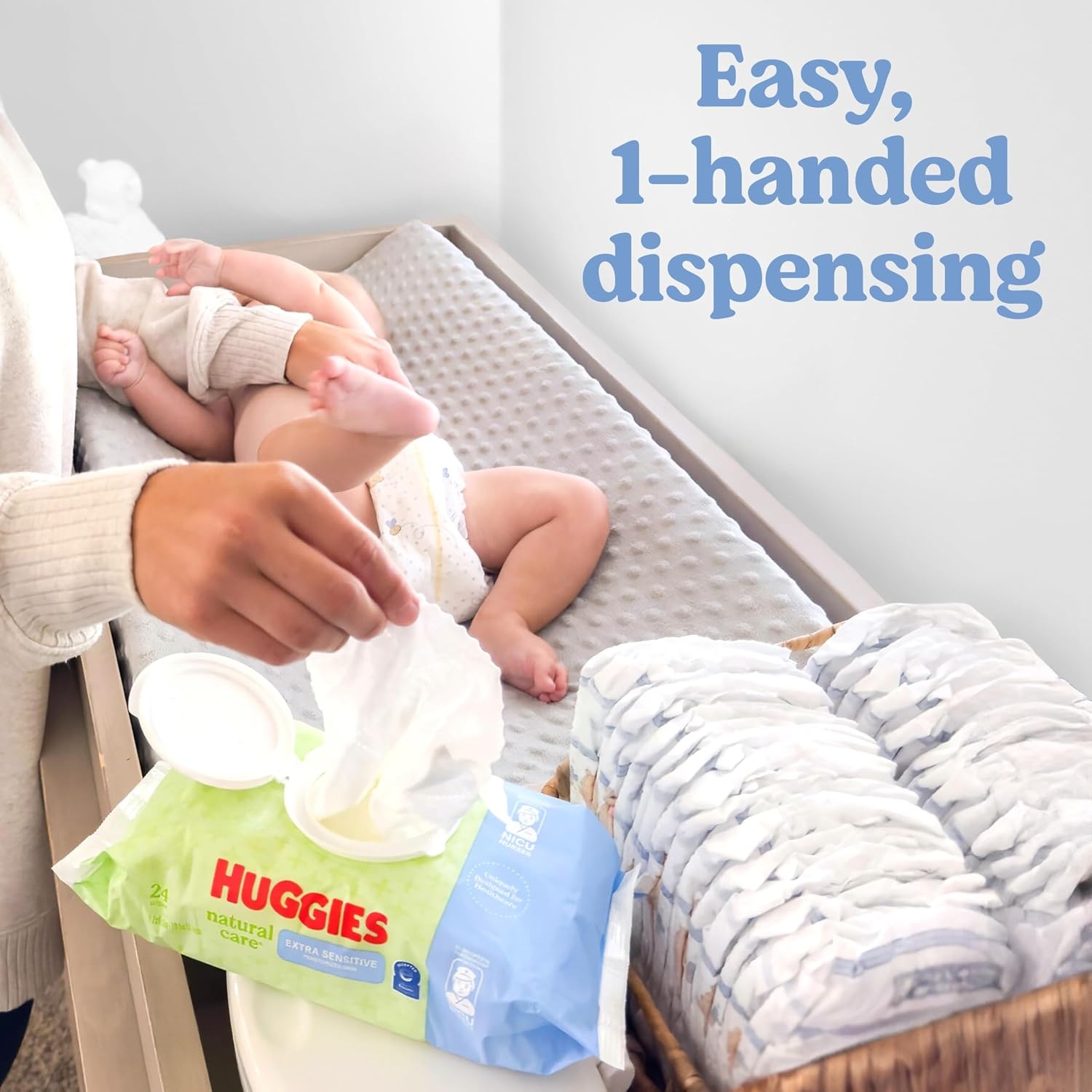 image:imageHuggies Natural Care Extra Sensitive NICU Nurse Developed Baby Wipes Unscented 1 FlipTop Pack 24 Wipes Total24 Count Pack of 1