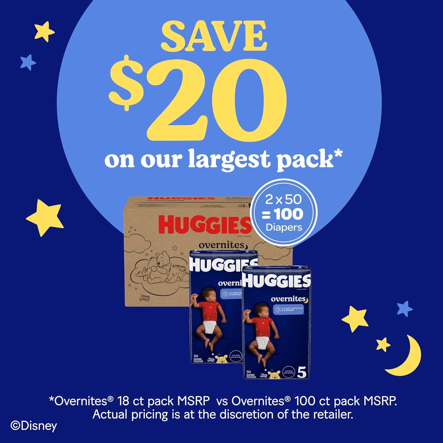 image:imageHuggies Overnites Diapers Size 4 100 CountSize 5