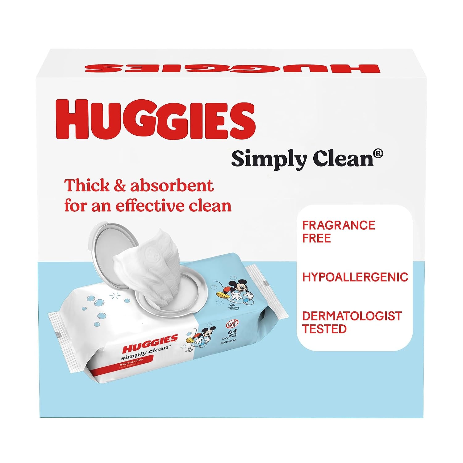 image:imageHuggies Simply Clean Baby Wipes Unscented 11 Packs 704 Wipes64 Count Pack of 1