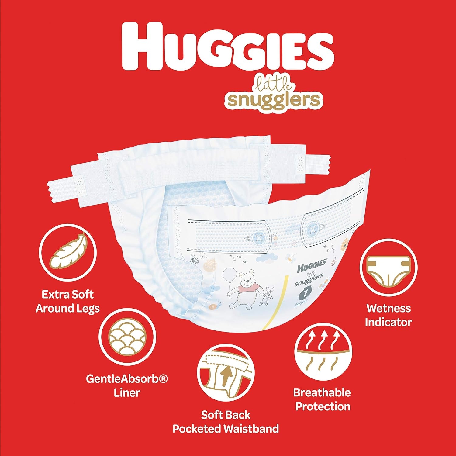 image:imageHuggies Size 3 Diapers Little Snugglers Baby Diapers Size 3 1628 lbs 168 Count 6 Packs of 28 Packaging May VarySize 1