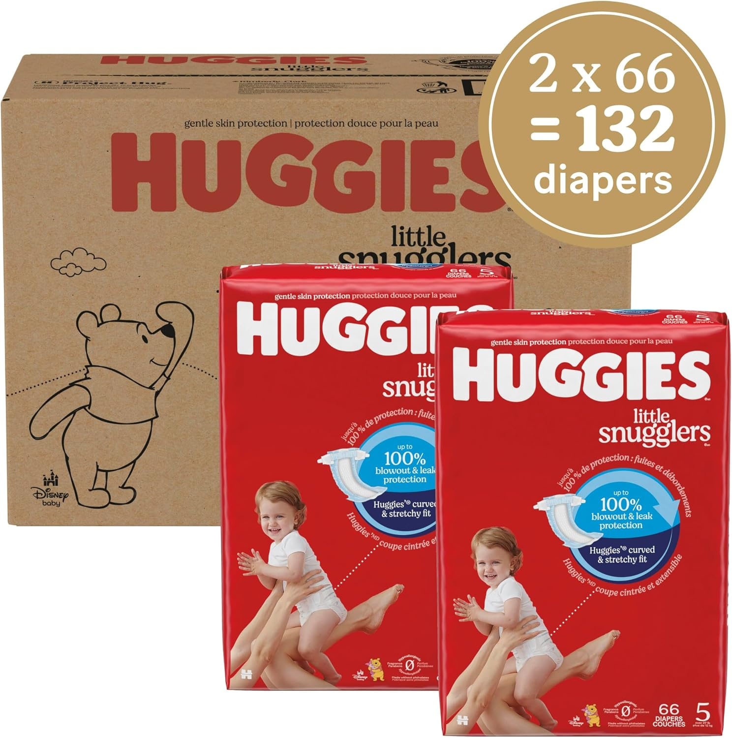 image:imageHuggies Size 3 Diapers Little Snugglers Baby Diapers Size 3 1628 lbs 168 Count 6 Packs of 28 Packaging May VarySize 5