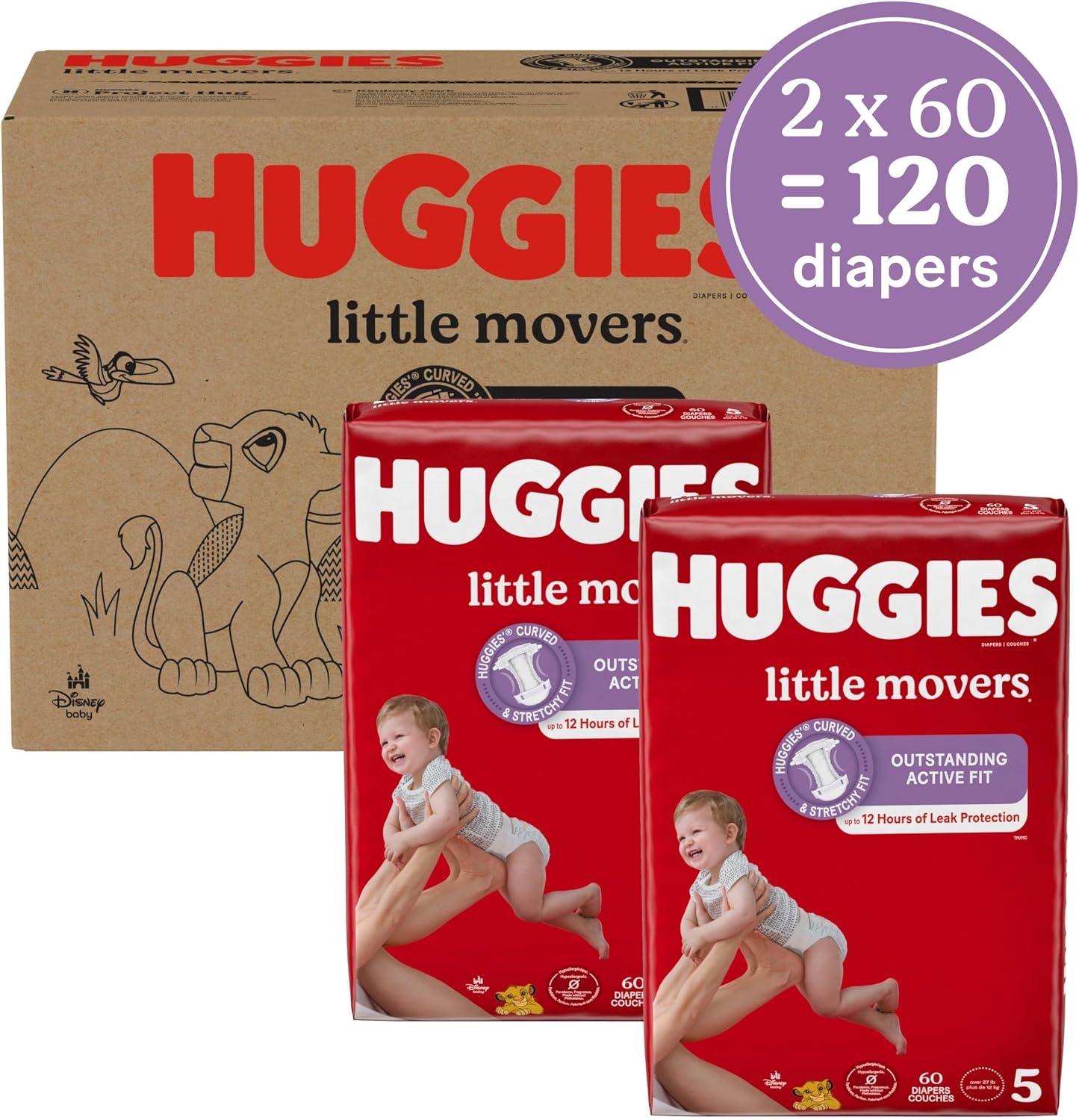 image:imageHuggies Size 8 Diapers Little Movers Baby Diapers Size 8 46 lbs 62 CountSize 5