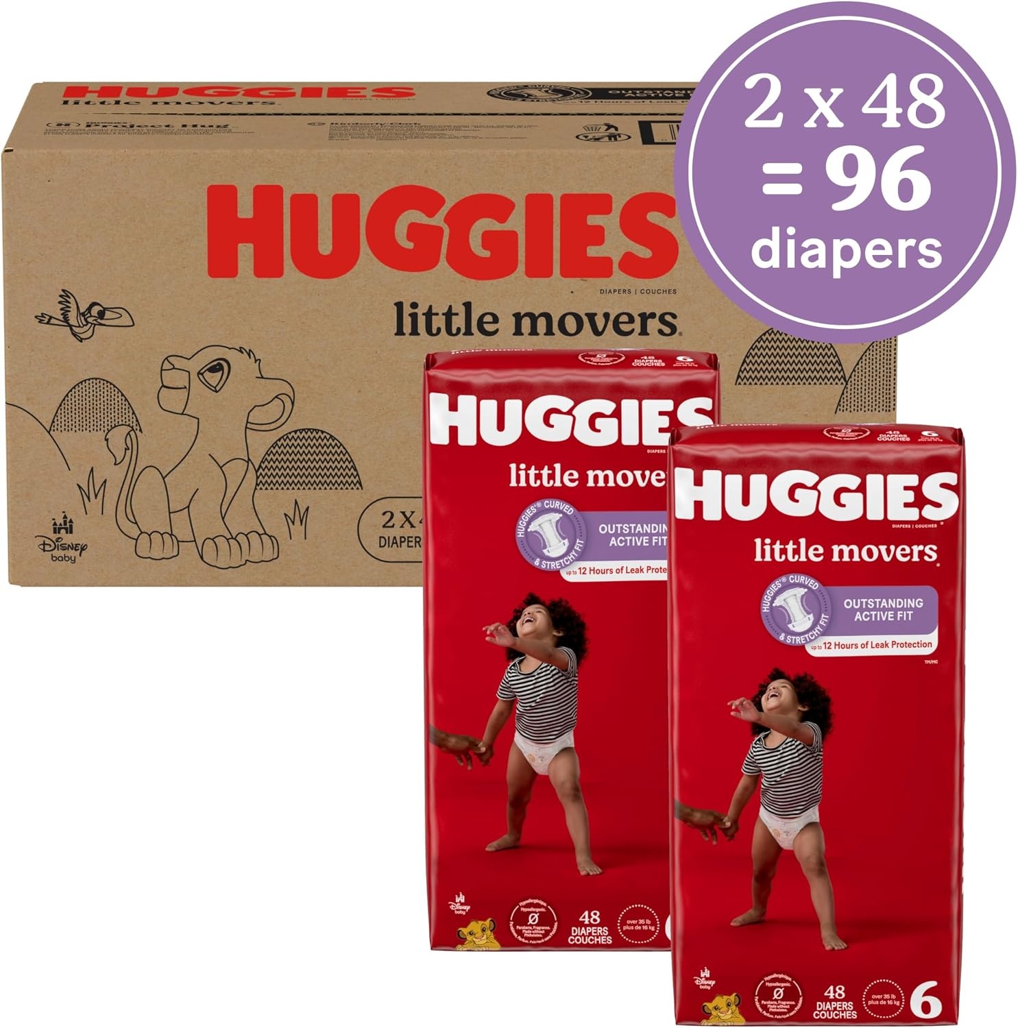 image:imageHuggies Size 8 Diapers Little Movers Baby Diapers Size 8 46 lbs 62 CountSize 6