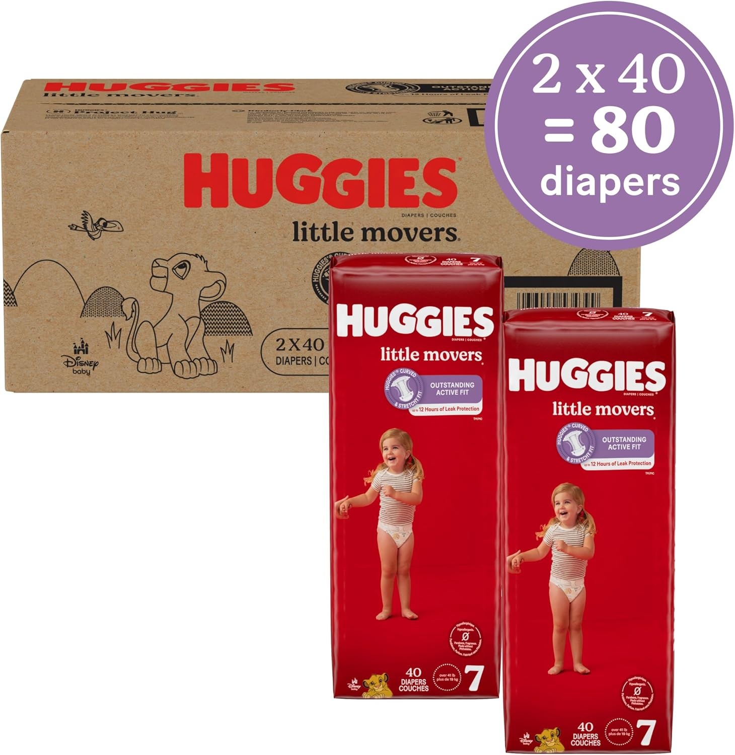 image:imageHuggies Size 8 Diapers Little Movers Baby Diapers Size 8 46 lbs 62 CountSize 7