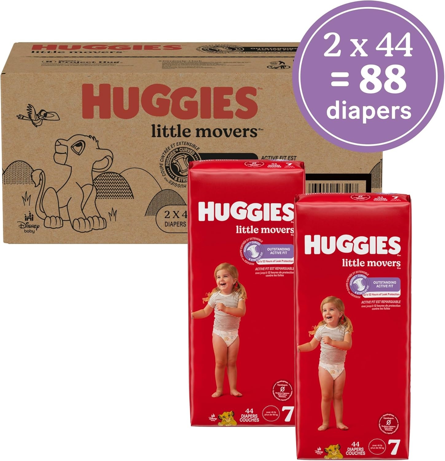 image:imageHuggies Size 8 Diapers Little Movers Baby Diapers Size 8 46 lbs 62 CountSize 7
