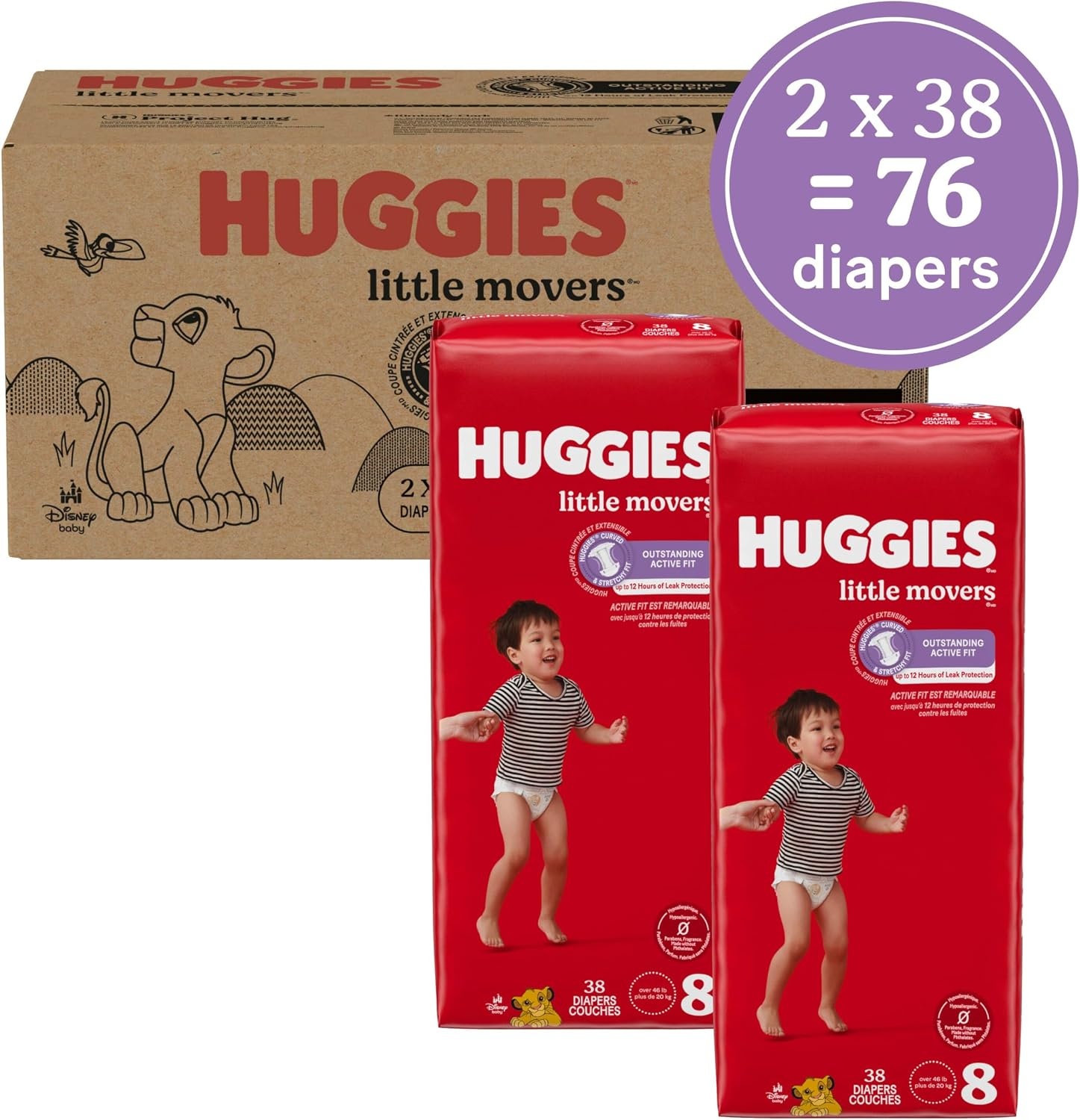 image:imageHuggies Size 8 Diapers Little Movers Baby Diapers Size 8 46 lbs 62 CountSize 8