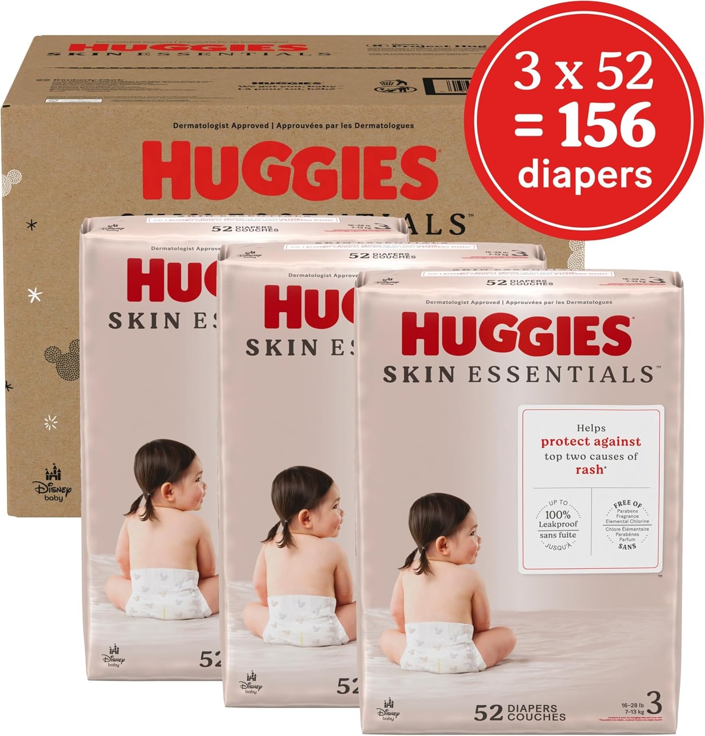 image:imageHuggies Skin Essentials Diapers Size 1 84 CountSize 3