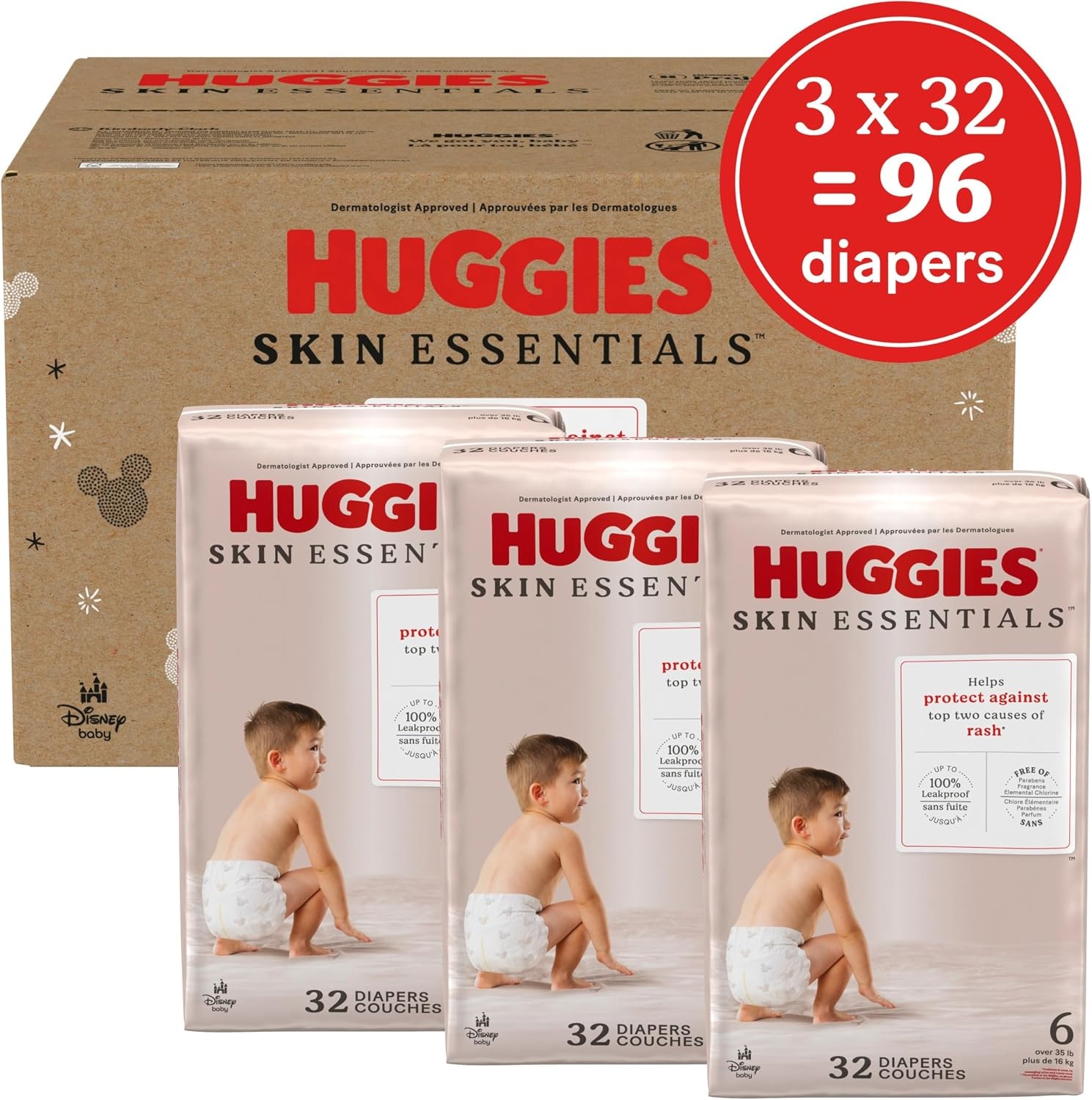 image:imageHuggies Skin Essentials Diapers Size 1 84 CountSize 6