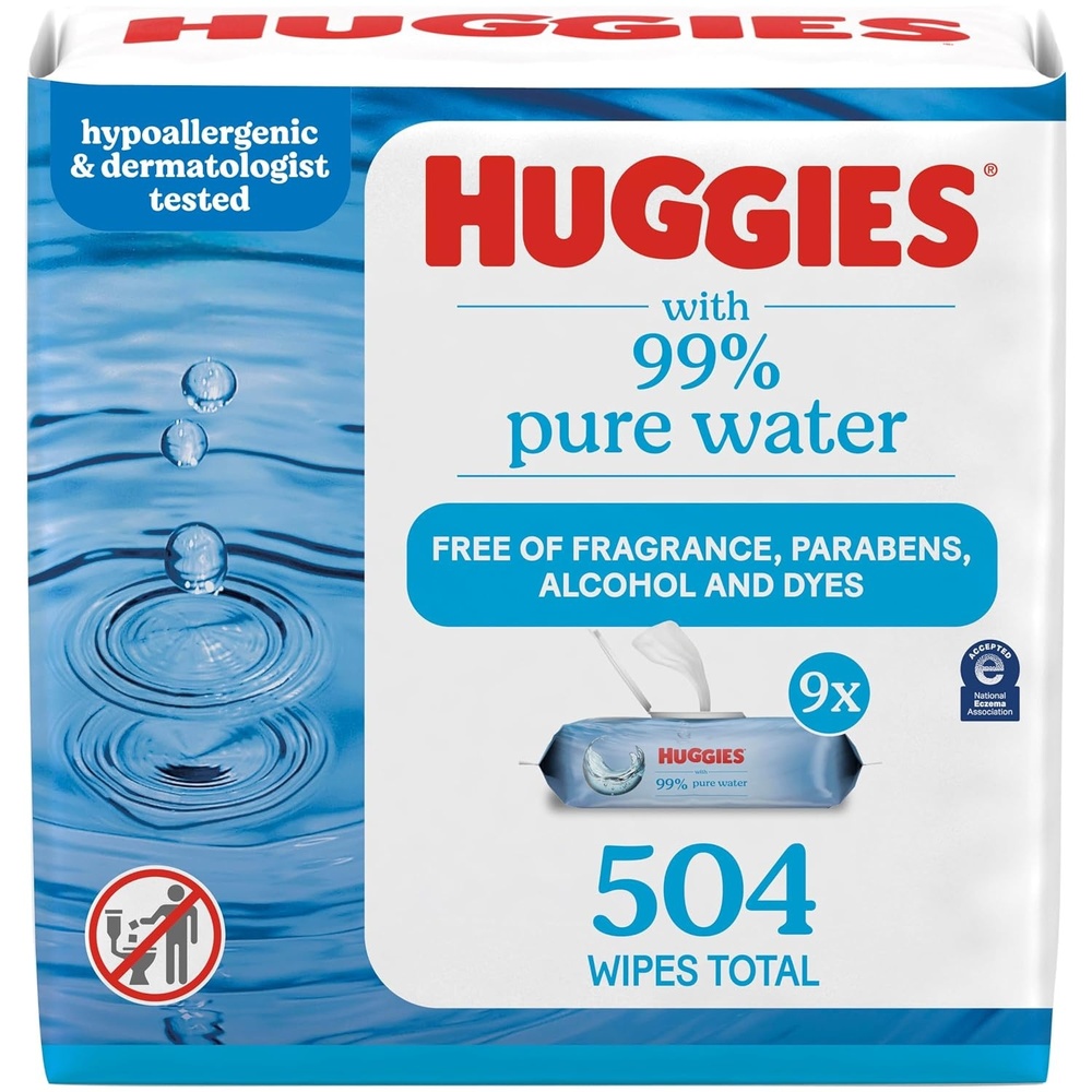image:imageHuggies 99 Pure Water Baby Wipes Unscented fliptop packs Packaging May Vary 168 Count Pack of 6168 Count Pack of 3