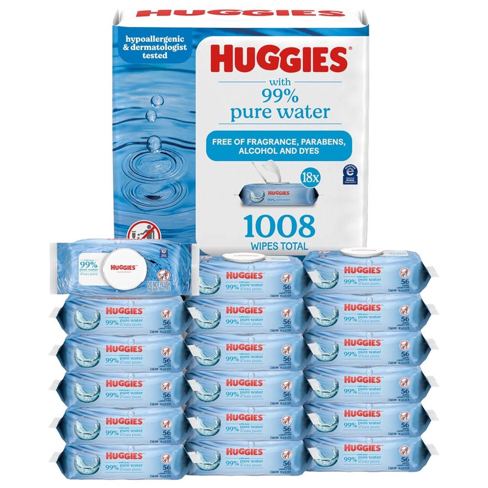 image:imageHuggies 99 Pure Water Baby Wipes Unscented fliptop packs Packaging May Vary 168 Count Pack of 6168 Count Pack of 6