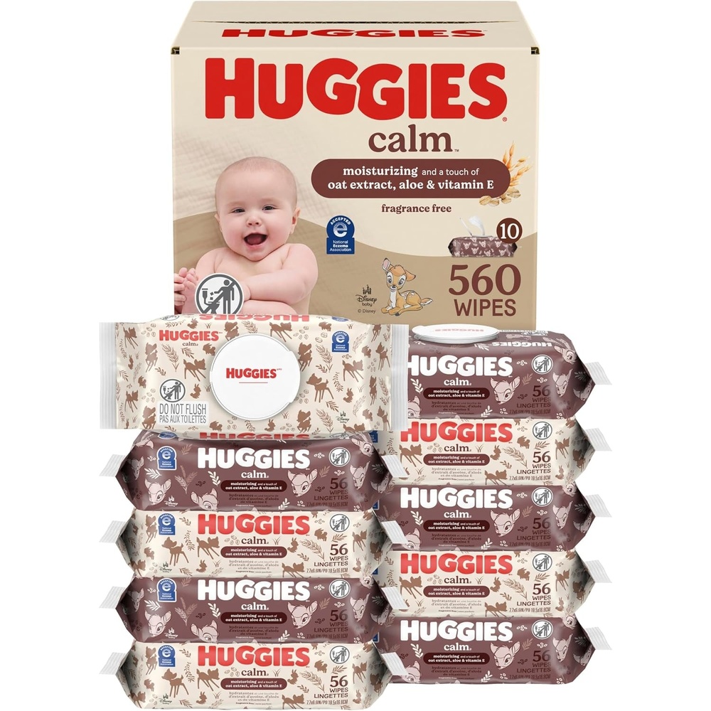 image:imageHuggies Calm Baby Wipes Unscented 10 Packs 560 Wipes56 Count Pack of 10