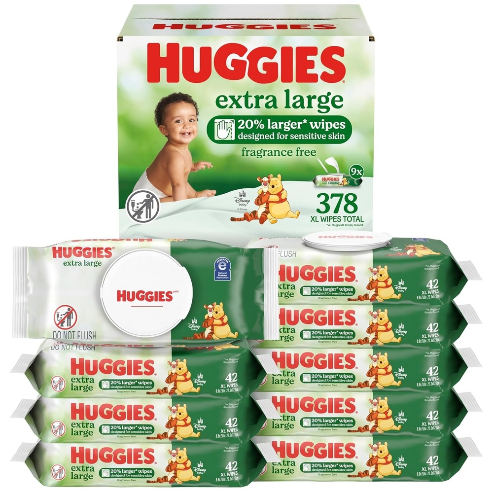 image:imageHuggies Extra Large Baby Wipes Unscented 5 Packs 210 Wipes42 Count Pack of 9