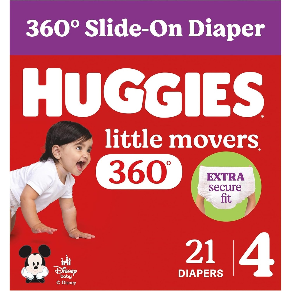 image:imageHuggies Little Movers HuggFit 360 Diapers Size 7 88 Count 2 Packs of 44Size 4