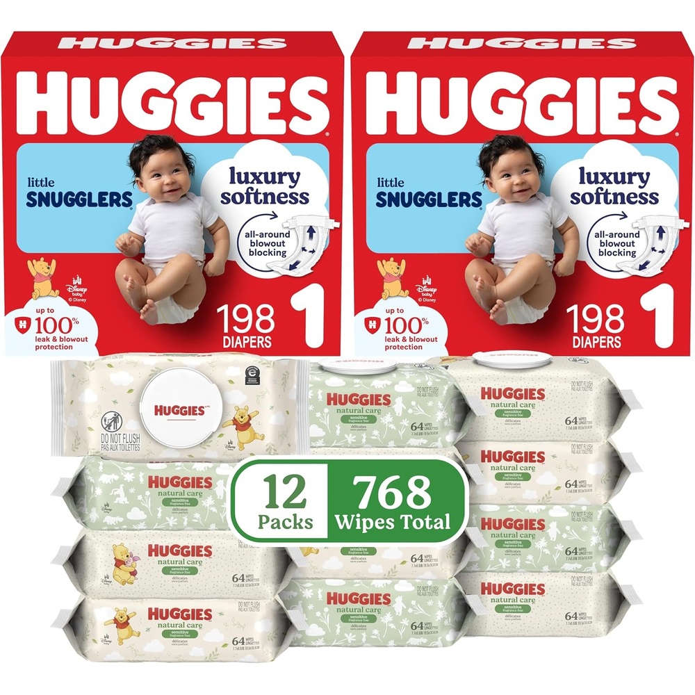 image:imageHuggies Little Snugglers amp Natural Care Sensitive BundleSize 1