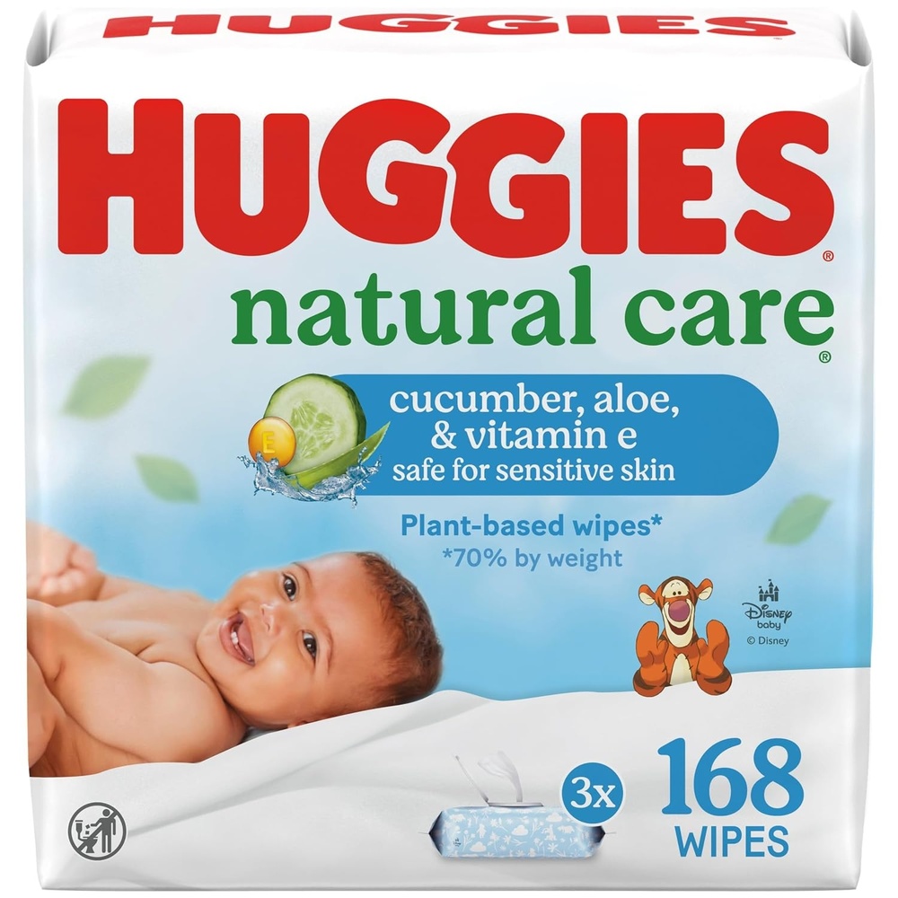 image:imageHuggies Natural Care Cucumber Aloe and Vitamin E Baby Wipes Hypoallergenic Scented 6 FlipTop Packs 288 Wipes Total Packaging May Vary56 Count Pack of 3