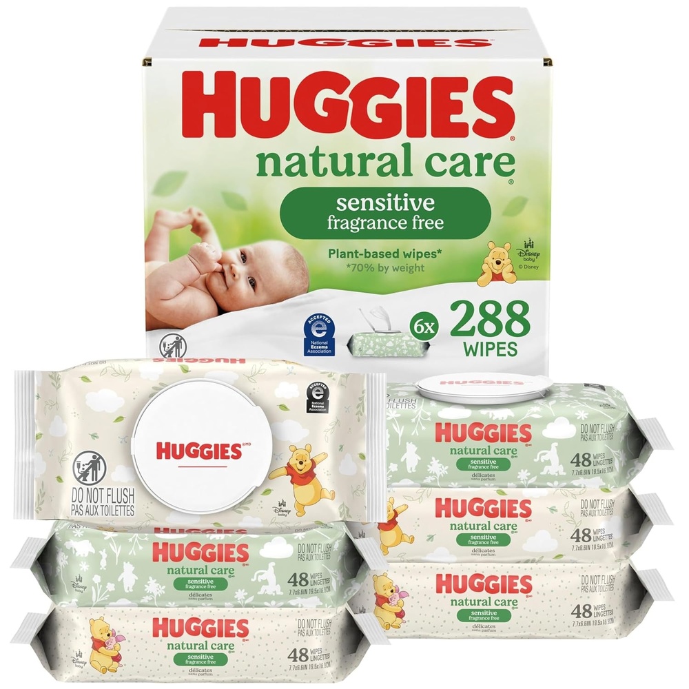 image:imageHuggies Natural Care Sensitive Baby Wipes Unscented 24 Packs 1344 Wipes48 Count Pack of 6