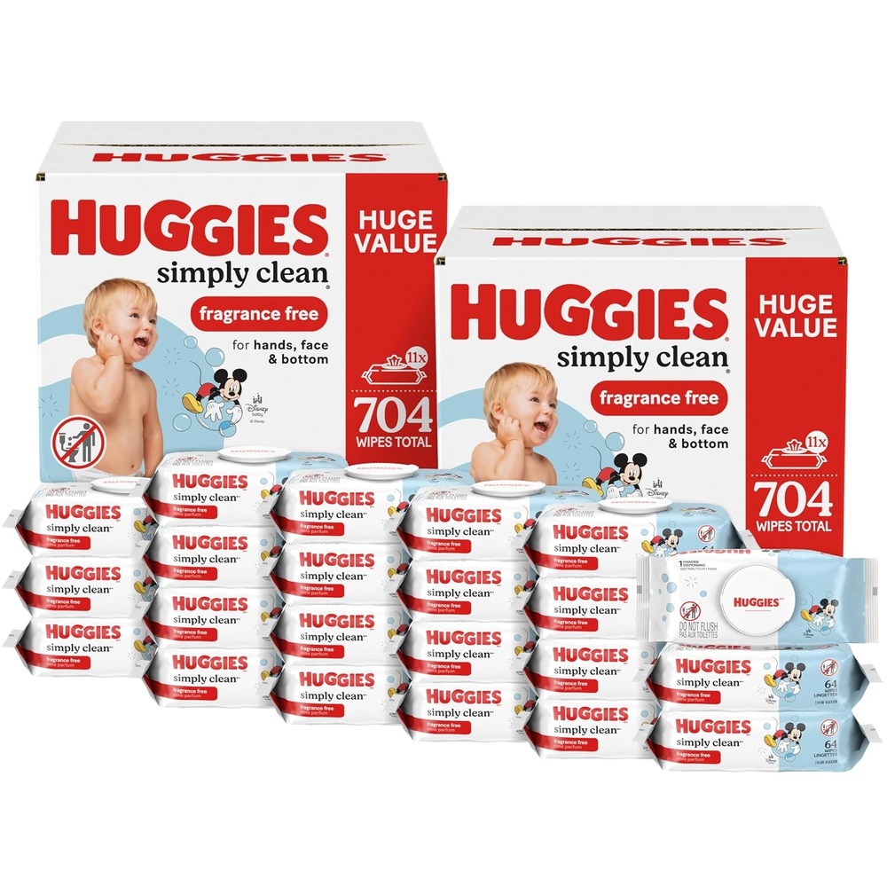 image:imageHuggies Simply Clean Baby Wipes Unscented 11 Packs 704 Wipes64 Count Pack of 22