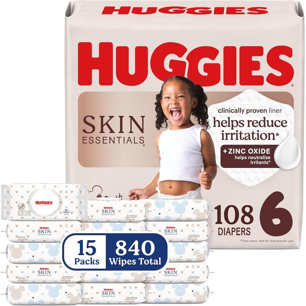 image:imageHuggies Skin Essentials Diapers and Wipes BundleSize 6