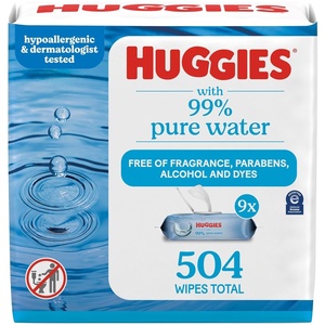 Huggies 99% Pure Water Baby Wipes, Unscented, flip-top packs, Packaging May Vary, 168 Count (Pack of 6)(168 Count (Pack of 3))