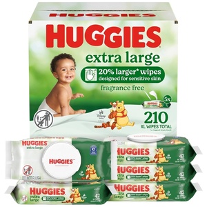 Huggies Extra Large Baby Wipes, Unscented, 5 Packs, 210 Wipes(42 Count (Pack of 5))