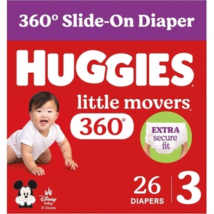 Huggies Little Movers HuggFit 360 Diapers Size 7, 88 Count (2 Packs of 44)(Size 3)