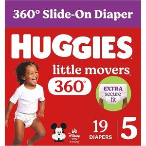 Huggies Little Movers HuggFit 360 Diapers Size 7, 88 Count (2 Packs of 44)(Size 5)