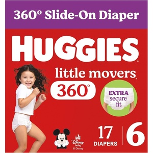 Huggies Little Movers HuggFit 360 Diapers Size 7, 88 Count (2 Packs of 44)(Size 6)
