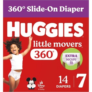 Huggies Little Movers HuggFit 360 Diapers Size 7, 88 Count (2 Packs of 44)(Size 7)