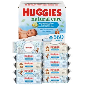 Huggies Natural Care Cucumber, Aloe and Vitamin E Baby Wipes, Hypoallergenic, Scented, 6 Flip-Top Packs (288 Wipes Total), Packaging May Vary(56 Count (Pack of 10))