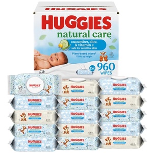 Huggies Natural Care Cucumber, Aloe and Vitamin E Baby Wipes, Hypoallergenic, Scented, 6 Flip-Top Packs (288 Wipes Total), Packaging May Vary(64 Count (Pack of 15))