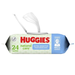 Huggies Natural Care Extra Sensitive NICU Nurse Developed Baby Wipes, Unscented, 1 Flip-Top Pack (24 Wipes Total)(24 Count (Pack of 1))