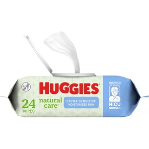 Huggies Natural Care Extra Sensitive NICU Nurse Developed Baby Wipes, Unscented, 1 Flip-Top Pack (24 Wipes Total)(24 Count (Pack of 6))