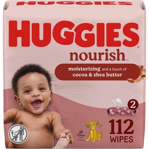 Huggies Nourish Scented Baby Wipes, 2 Packs, 112 Wipes(White)