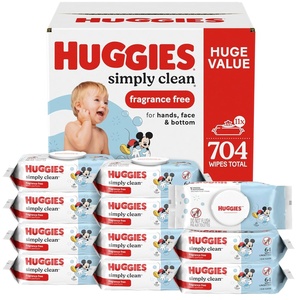 Huggies Simply Clean Baby Wipes, Unscented, 11 Packs, 704 Wipes(64 Count (Pack of 11))