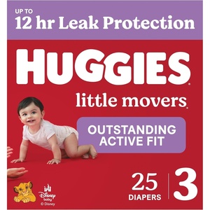 Huggies Size 8 Diapers, Little Movers Baby Diapers, Size 8 (46+ lbs), 62 Count(Size 3)