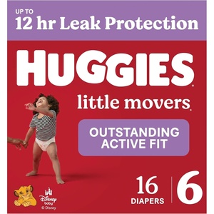 Huggies Size 8 Diapers, Little Movers Baby Diapers, Size 8 (46+ lbs), 62 Count(Size 6)