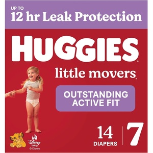 Huggies Size 8 Diapers, Little Movers Baby Diapers, Size 8 (46+ lbs), 62 Count(Size 7)