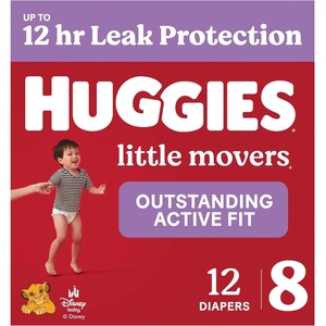 Huggies Size 8 Diapers, Little Movers Baby Diapers, Size 8 (46+ lbs), 62 Count(Size 8)