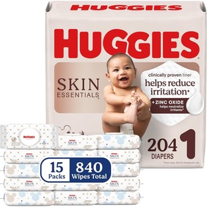 Huggies Skin Essentials Diapers and Wipes Bundle(Size 1)