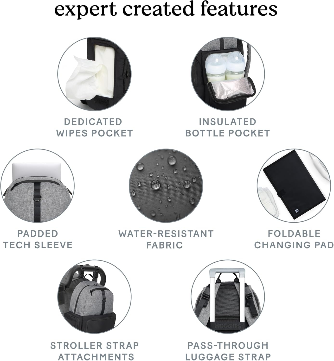 image:imageBundle of Huggies Diaper Bag Little Snugglers Baby Diapers Skin Essentials Baby WipesBlackBundle