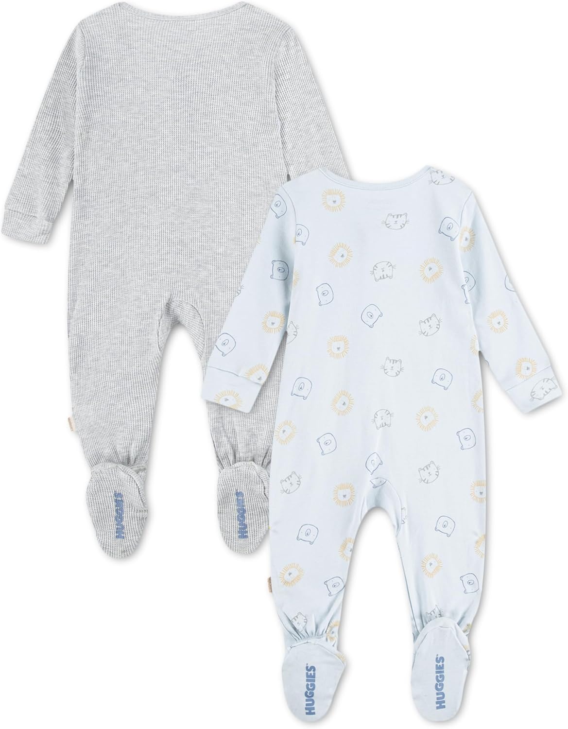 image:imageHUGGIES Baby 2pack Footed CoverallCloud Grey HeatherBears