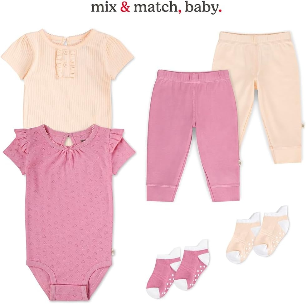 image:imageHUGGIES Baby 5pack Elevated BodysuitCameo PinkHeather